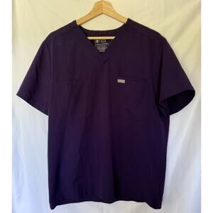 Figs Leon Double Duty Scrub Top Purple Jam Size M Nurse CNA Lab Tech Vet Uniform